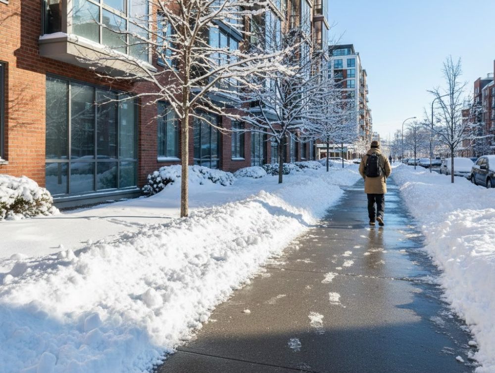 Čišćenje snega ispred zgrade