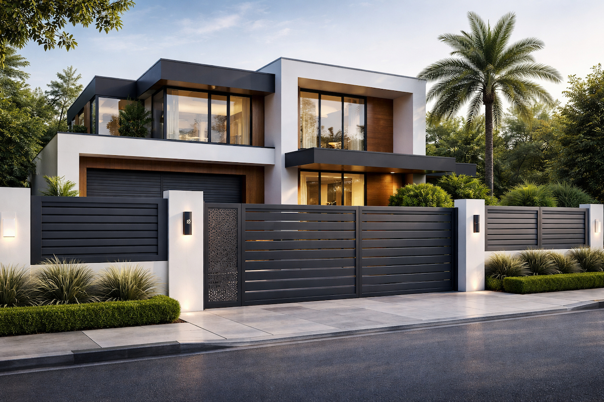 Moderne ograde u dvorištu savremeno uređenih kuća